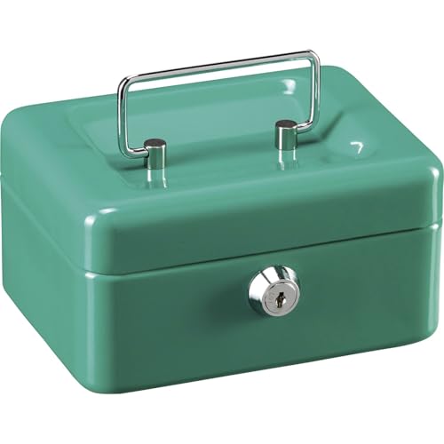 Burg-Wächter Caja de efectivo con cierre para llaves y monedas, pequeña, chapa de acero, Money 5015, verde turquesa