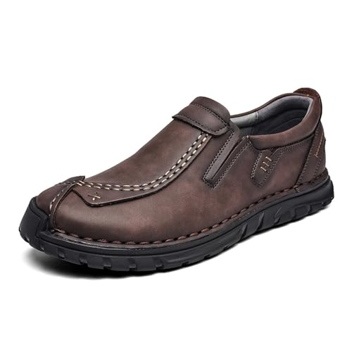 Men's Leather Loafers Slip-On Outdoor Sports Shoes Casual Shoes Comfortable Driving Loafers Walking Work Sneakers for Men