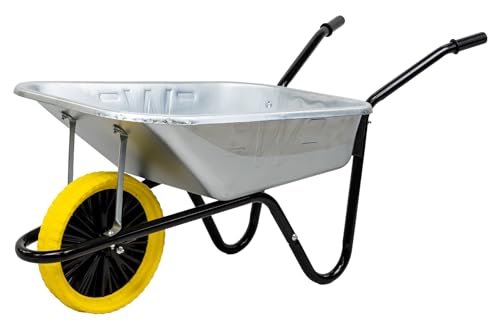 Barrow in a Box Builder 90L Galvanised Wheelbarrow, The Walsall Wheelbarrow Company, Heavy Duty Steel Wheelbarrow with Puncture Proof Wheel