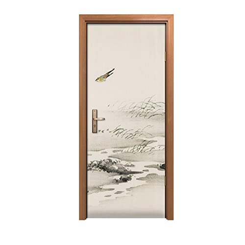 Autocollant de porte 90x200cm Fleuve oiseau pour décoration design d'intérieur - 2