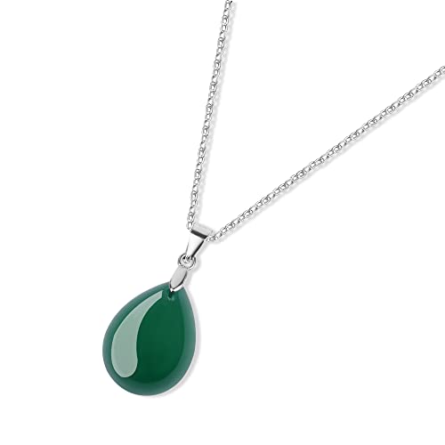 Gavu Teardrop Pendant Green Agate Stone Crystal Necklace #TOP19