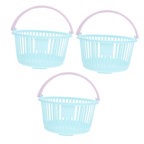 Mikinona 3 piezas Cestas Miniatura de Plástico para Almacenamiento y Decoración Resistente y Multifuncional para Modelos de Supermercado