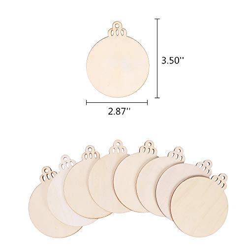 Max Fun 60Pcs 3.5" Diy Wooden Christmas Ornaments Unfinished Predrilled Wood Slices Circles For Crafts Round Centerpieces Discs Holiday Hanging Decorations #TOP3