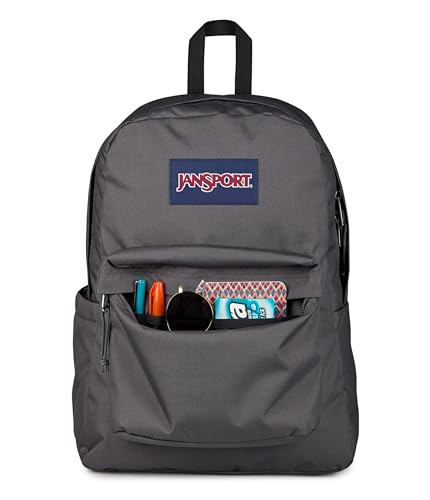 Image of JanSport SuperBreak Plus Backpack with Padded 15-inch Laptop Sleeve and Integrated Bottle Pocket - Spacious and Durable Daypack for Work and Travel, Smokey Grit