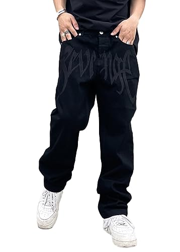 ORANDESIGNE Baggy Jeans Bedruckt Herren Men Hip Hop Baggy Jeanshose...