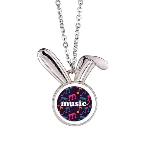 Collier lapin noir avec notes de musique colorées : idée cadeau pour mélomane