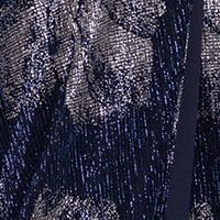 Betsy & Adam Women's V Neck Flutter Sleeve Metallic Print Flowy Dress4