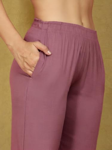Image of TWIN BIRDS Women Viscose Cotton Kurti Pants | Stretch Ethnic Daily Trousers