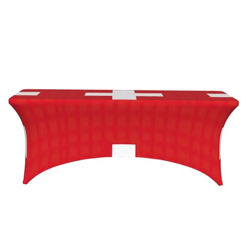 Nappe élasthanne extensible EdWal avec drapeau suisse pour table rectangulaire de mariage - 3