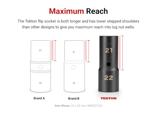 TEKTON 1/2-Inch Drive Impact Flip Socket Set