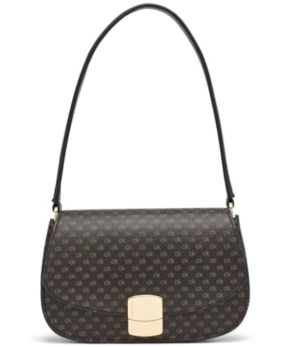 Calvin Klein Bolsa de ombro Alina Flap, marrom/cáqui/preta, tamanho único, marrom/cáqui/preto, One Size
