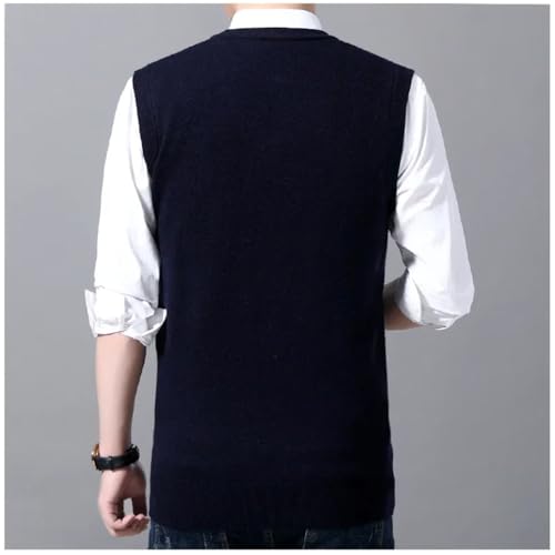 2024 Men's Knitted Vest V Neck Pullover Sleeveless Top Slim Fit Warm Classic Vest3