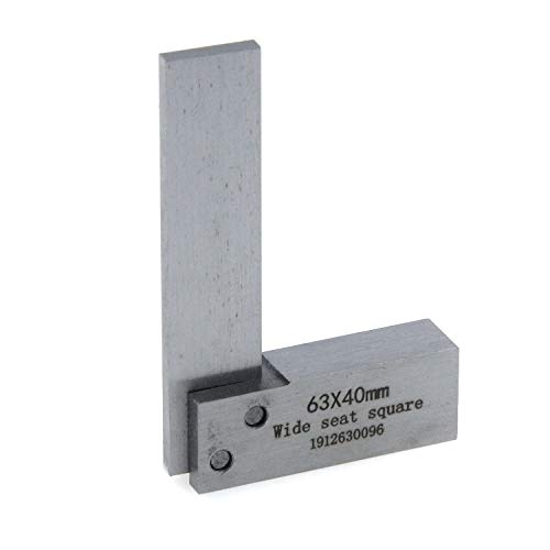 Meprotal 1 Pack Machinist Steel Square Precision Industrial Right Angle Ruler L Shaped Square Wide Seat Measuring Tools For Machinist Engineer (63x40mm)