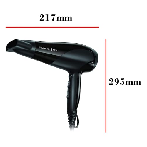 Remington Haartrockner Ionen [leicht, Diffusor & Stylingdüse] schwarz (2200W, Keramik-Ionen: schonendes Styling & gleichmäßige Wärmeverteilung, 3 Heiz- & 2 separate Gebläsestufen + Abkühlstufe) D3198