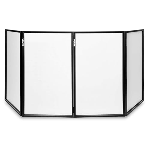 Vonyx DB2 - Panel Frontal para DJ en Lycra Blanca, Pantalla para DJ Plegable y fácil de Instalar, Oculta el Equipo de DJ, biombo para espectáculos de Luces. 120 x 70 (4 Paneles)
