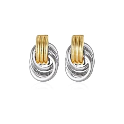 GAUEIOUR Vintage Two-Tone Geometric Earrings Cover
