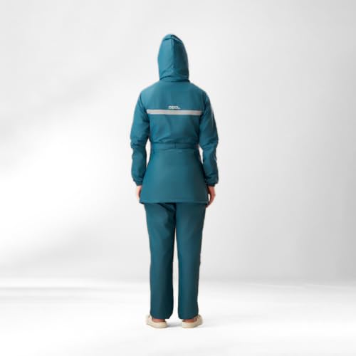 Image of ZEEL Rain Coat for Women Waterproof with Adjustable Hood, Rainwear Suit with Polyester Jacket and Pants for Ladies with Belt, AZ12