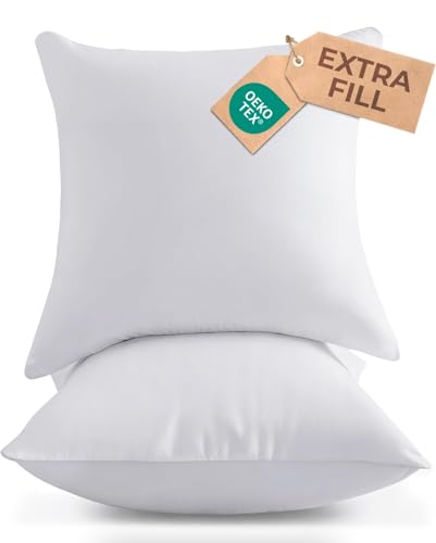 16x16 Pillow Inserts Throw Pillows for Bed Sofa & Couch - Set of 2 White