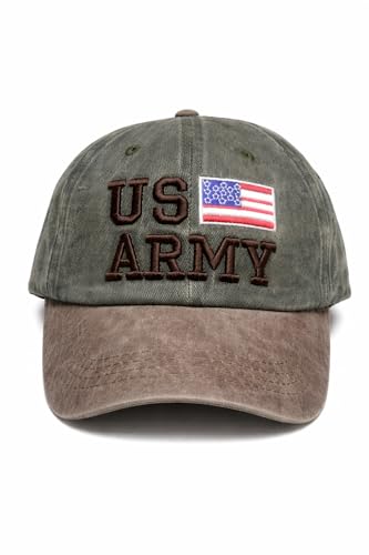 Image of Denim Us Army Flag Style Cotton Embroidered Adjustable Baseball Cap for Adult Men Women Unisex
