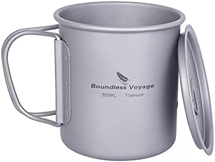 Boundless Voyage Titanium Cup with Lid Outdoor Camping Ultralight Water Tea Coffee Mug 200ML/300ML/450ML (300ml (10fl oz))