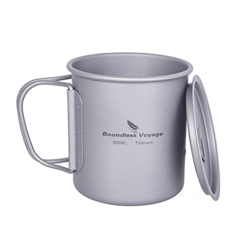 Boundless Voyage Titanium Cup With Lid Outdoor Camping Ultralight Water Tea Coffee Mug 200Ml/300Ml/450Ml (300Ml (10Fl Oz)) #TOP30