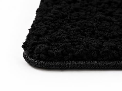 Image of Pack of 1 Quick Dry Water Absorbing Rectangular Micro Floor Mat | Anti-Skid & Non-Slip Cushion Doormat for Home, Kitchen, Office, Washroom - (R Black, 40x60 cm)