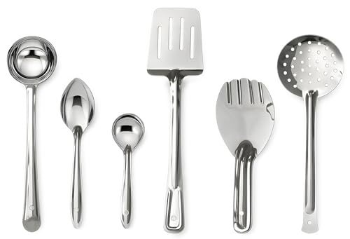 6 Piece Heavy Gauge Stainless Steel Cooking Spoon Set for Kitchen...