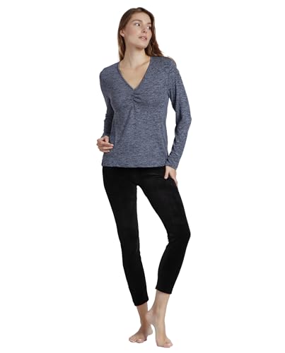 ADMAS Langärmeliges T-Shirt für Damen, Jaspisblau, Small