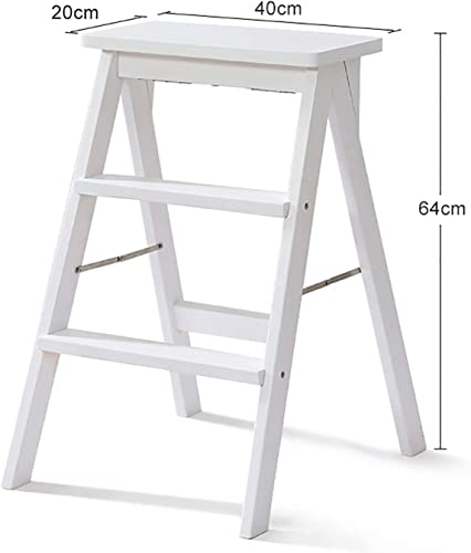 Taburete de madera maciza portátil con escalera plegable multifuncional 3