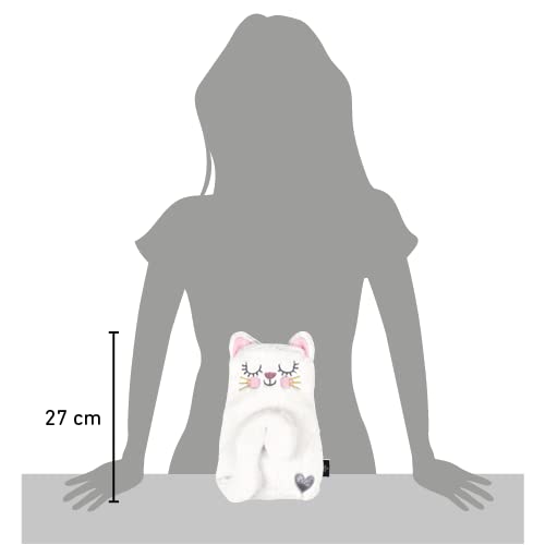 moses. Ed, the Cat Wärmflasche Kitty mit Bezug, Wärmflasche mit weichem Überzug im weißen Katzen-Design, Fassungsvermögen der Flasche ca. 700ml, 1 Stück (1er Pack), Weiß