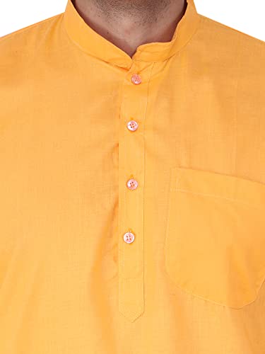 Image of Sadree Men's Cotton Long Solid Color Plain Knee Length Mandrin Collor Full Sleeve Ethnic Kurta Only