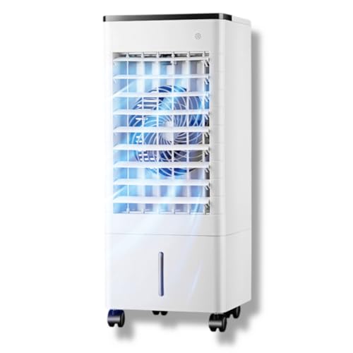 Aire Acondicionado Portátil Climatizador Evaporativo Enfriador de Aire Portátil con 3 Velocidades 9L Tanque Temporizadores de 15 H Ventilador de Enfriamiento con 4Cajas de Helado para Oficina
