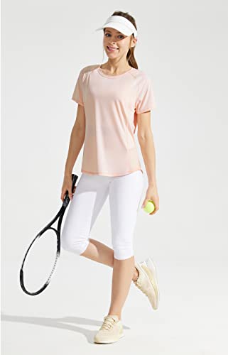 Libin Women's Short Sleeve Workout Shirts Mesh Back Upf 50+ Athletic T Shirts Lightweight Running Yoga Crewneck Tops, Pink M #TOP4