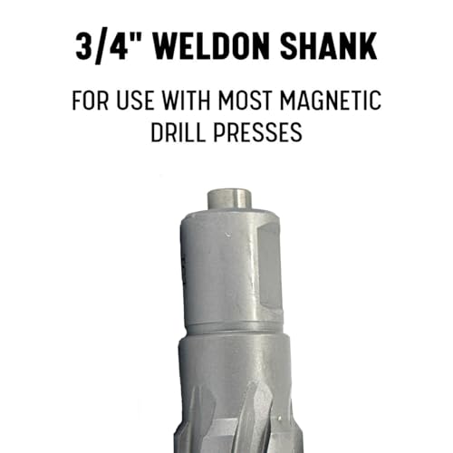 Drill America CTC Series Hartmetallbestückter Ringschneider, 1,27 cm – 5,1 cm – 7,6 cm Schnitttiefe, helle Oberfläche, 1,9 cm Weldon-Schaft, Hochgeschwindigkeitsstahl, 13/16, silber, 1
