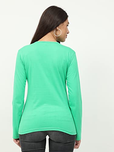 Image of FLEXIMAA Women's Cotton Plain Round Neck Full Sleeve T-Shirt