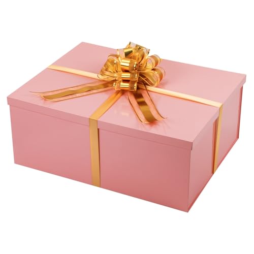 UoeRing Pink Extra Large Gift Box 2Pcs 22x17x9 inch,luxury Gift Box with Lid for Presents Birthday Christmas Valentine's Day (Includes Pull Bows,Card,Envelope,Filler) by UoeRing - Used condition - US$34.55