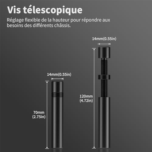 upHere Gaming Support GPU,Aluminium,Support Carte Graphique,Support Carte Graphique Verticale réglable en Hauteur,avec Aimant,L(70mm-120mm),GB70K