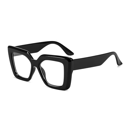 Image of FEISEDY Oversized Square Blue Light Blocking Glasses for Women Men Fashion Computer Glasses Reduce Eye Strain B0111