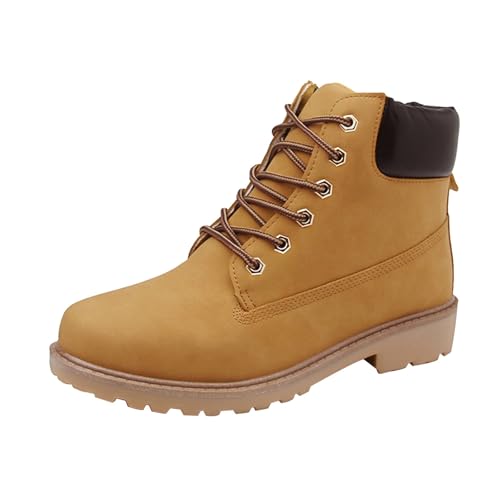 Generisch Botas de trekking para hombre, impermeables, botines para exteriores, botas de senderismo, forradas, cálidas, botas de invierno, cómodas, antideslizantes, botas de nieve, amarillo, 40 EU