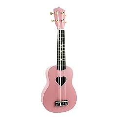 XJJZS Ukulélé soprano rose 21 pouces 4 cordes pas cher Hawaii Mini guitare en forme de coeur bois de tilleul - Les Beatles, Paul McCartney, John Lennon, RIngo Starr, George Harrison