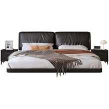 Black Modern Floating Bed Frame Full Queen Upholstered Platform Bed with Headboard, Wooden Slats Support, Noise-Free