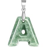 Collares con colgante de letra de botón de plata 925 de jade verde de guisante natural, joyería de estilo hip-hop, regalo de moda