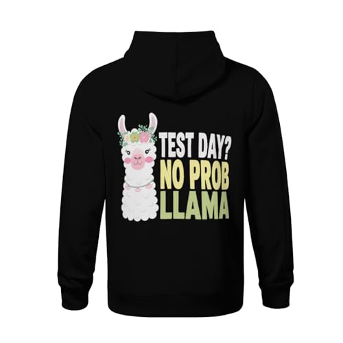 Kids Cute Test Day No Prob Llama Teacher Testing Boys Girls Lightweight Kangaroo Pocket Fleece Hoodies3