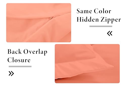Image of ROYALE LINENS Coral Duvet Cover Full Size - 3 Piece Bedding Comforter Covers - Zipper Closure - 1 Full Duvet Cover 80x90 inches and 2 Pillow Shams - No Comforter Included