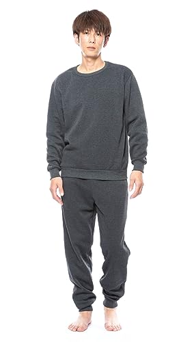 スウェット 上下 裏起毛 上下セット ゆったり メンズ レディース 男女兼用 M/L/LL パンツ スウェット上下 あったか (LL, チャコール)