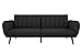 Novogratz Brittany 82 Inch Futon Sofa Bed in Faux Leather, Upholstered Couch Sleeper with Tufted Back, Mid-Century Modern Design, Dark Gray