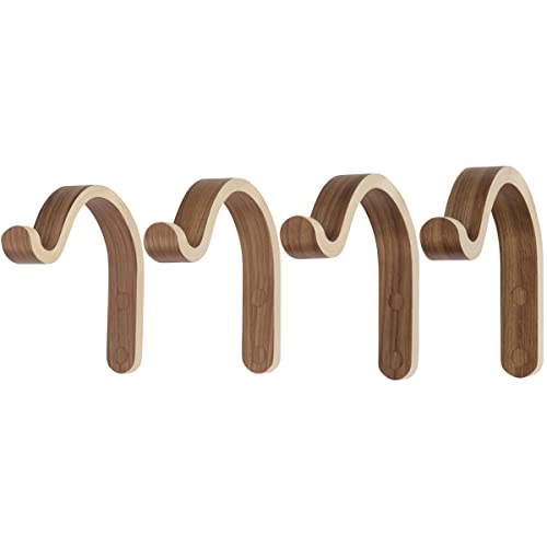 Waveply Wood Plant Hangers Indoors Set Of 4 Curved Plywood Wall Hook Brackets For Hanging Planter Basket (Walnut) #TOP6