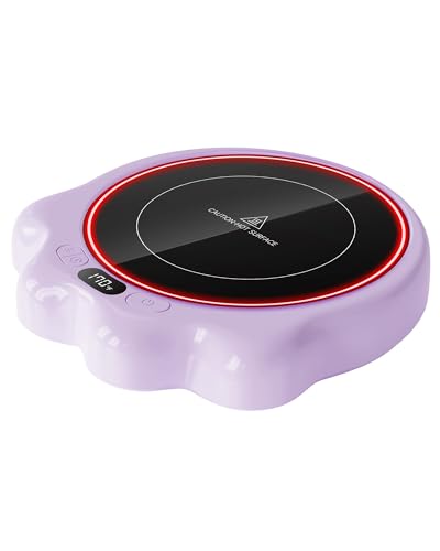 Gaiatop Mug Warmer, 50W Cute Cat Paw Cup Warmers, 3 Temp Settings, 2-10H Auto Shut Off, Coffee Accessories Keep Beverage Hot for Desk and Home, Heated Plate Stocking Stuffers for Tea Candle Purple