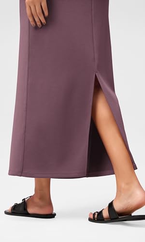 Image of ODODOS Modal Soft Maxi Skirt for Women, Back Slit High Waist Casual Long Pencil Skirts