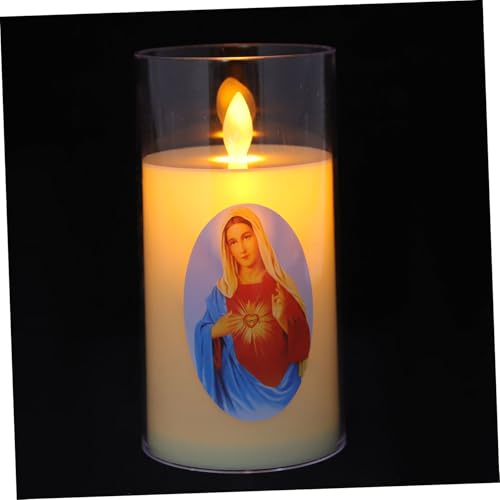 Vela LED Virgen María sin llama para evitar manchas de cera en iglesias y altares